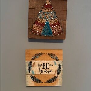 Rustic String Art Wall Decor Set with 'Be Brave' Message